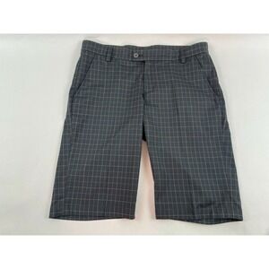 Abacus Chino Short Men's Size W34 Blue White Check Flat Front Mid Rise